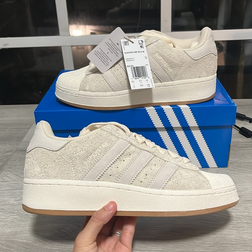 NWT Adidas Originals Superstar XLG Women's Shoes - Beige/Wonder White - IG2124 - Picture 11 of 11